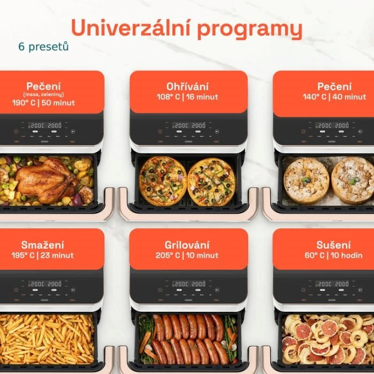 Cosori 1895375 dviguba 10 l autonominė 2800 W karšto oro gruzdintuvė Baltas