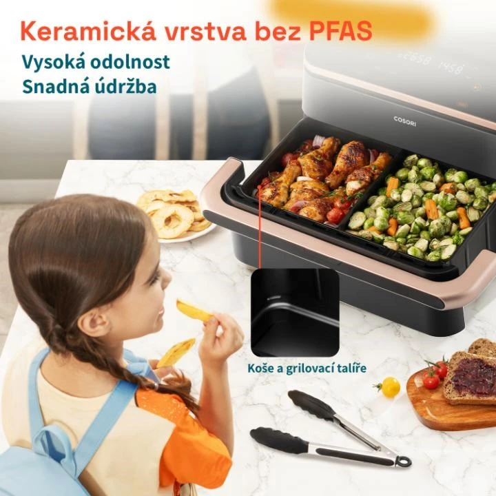 Gruzdintuvė Cosori Dual Blaze TwinFry chytrá horkovzdušná fritéza 10 L, keramika, juoda