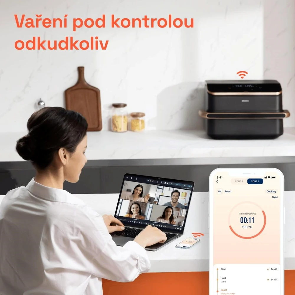 Gruzdintuvė Cosori Dual Blaze TwinFry chytrá horkovzdušná fritéza 10 L, keramika, juoda