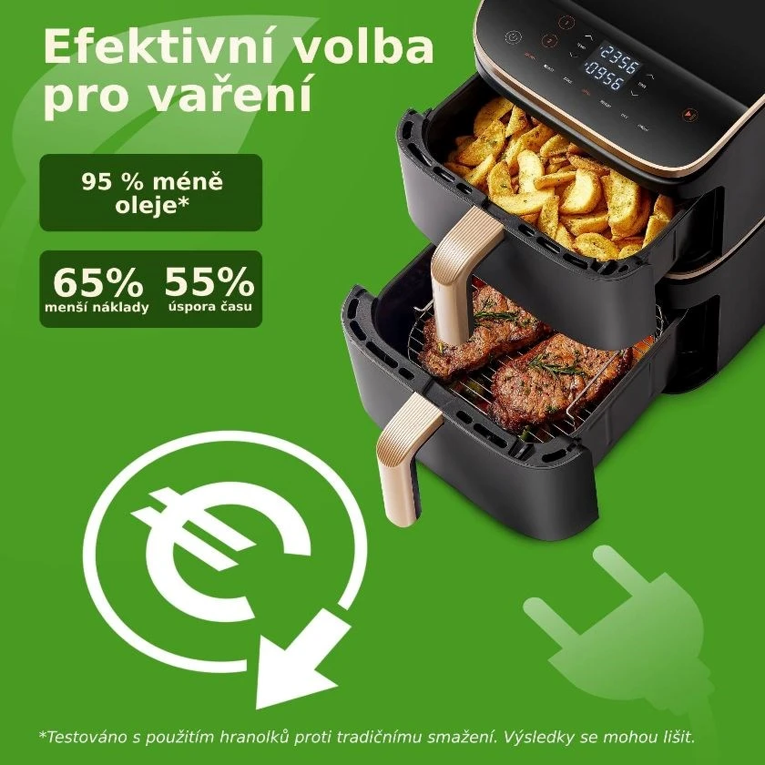 „Cosori Turbo Tower Pro Smart Single“ 10,8 l autonominė 2630 W karšto oro gruzdintuvė, Juodas, auksinė