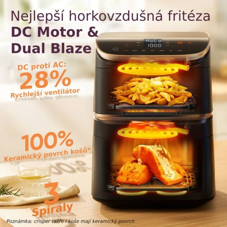 „Cosori Turbo Tower Pro Smart Single“ 10,8 l autonominė 2630 W karšto oro gruzdintuvė, Juodas, auksinė