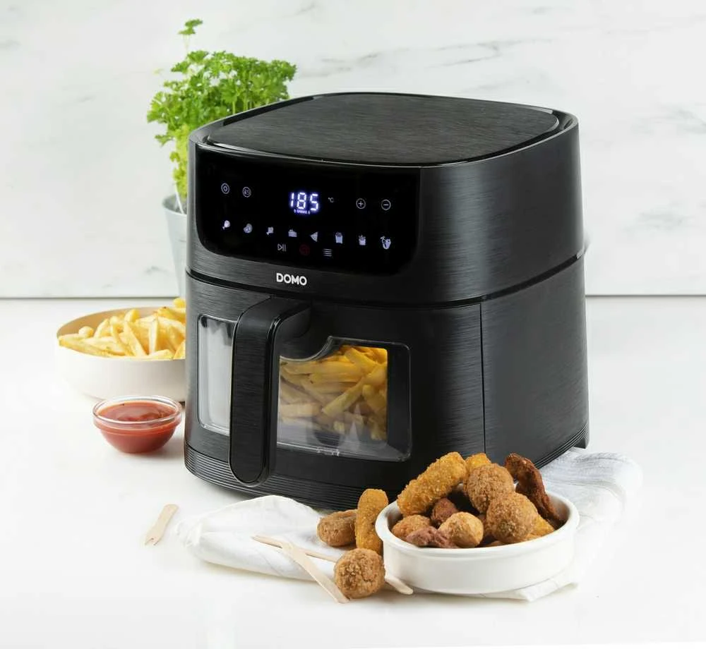 DOMO DO540FR neriebi ir aliejaus neturinti gruzdintuvė su langeliu, 1500 W, 6 l, 1,5kg