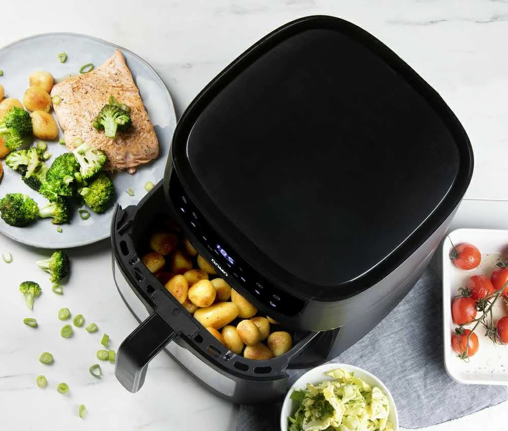 DOMO DO540FR neriebi ir aliejaus neturinti gruzdintuvė su langeliu, 1500 W, 6 l, 1,5kg