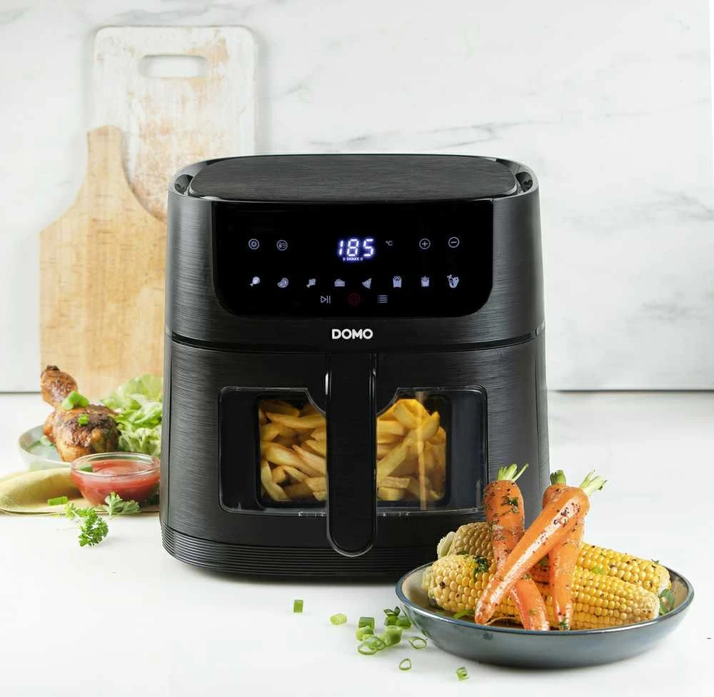 DOMO DO540FR neriebi ir aliejaus neturinti gruzdintuvė su langeliu, 1500 W, 6 l, 1,5kg