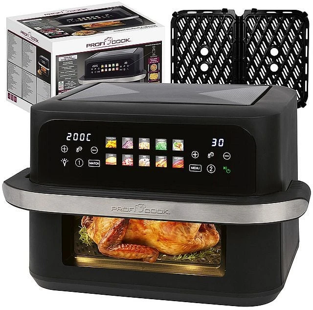 Gruzdintuvė Profi Cook ProfiCook PC-FR 1313 H Double 10 L Stand-alone 2400 W Hot air fryer Juodas, Nerūdijantis plienas