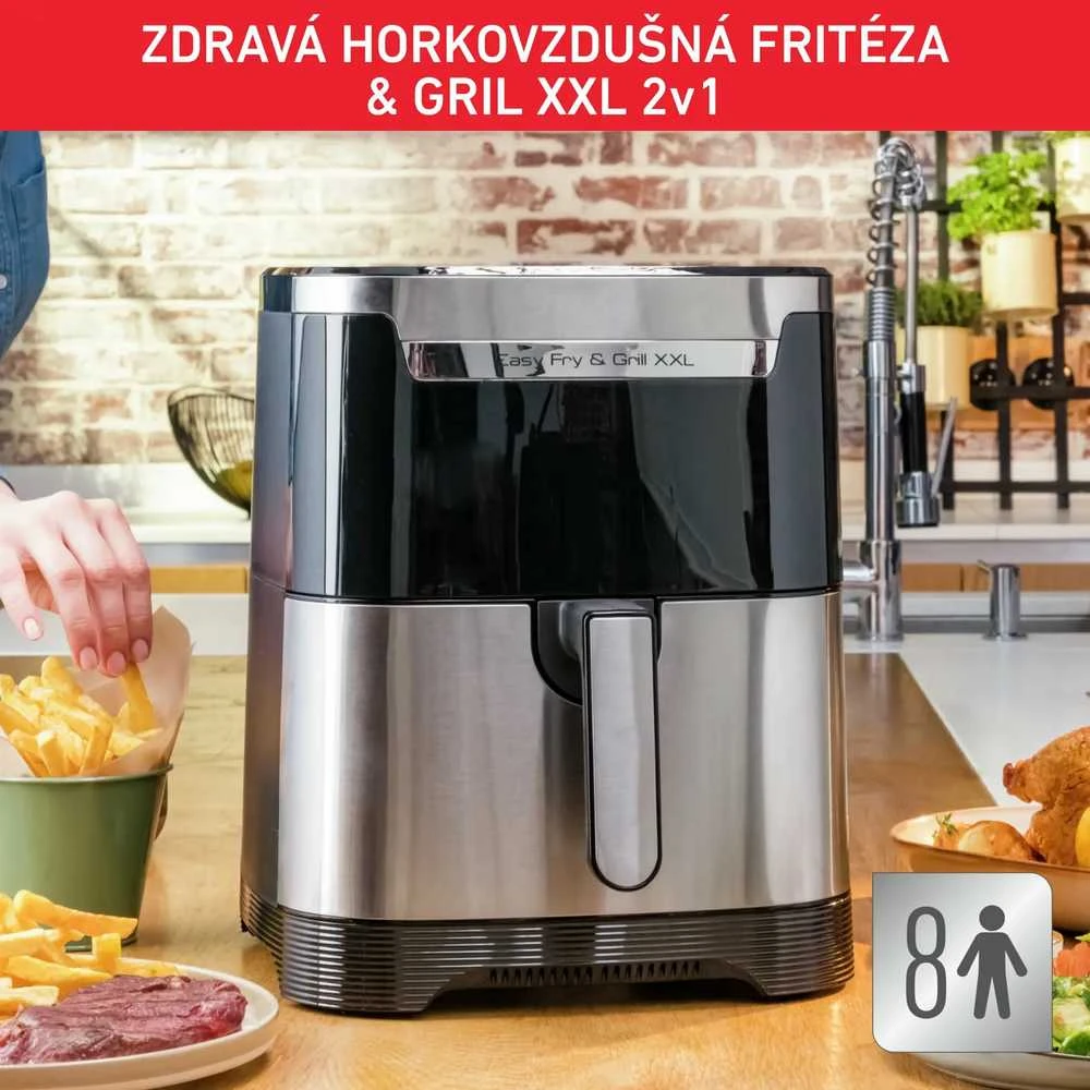 Karšto oro gruzdintuvė Tefal Easy Fry & Grill XXL EY801D15, Sidabrinės/ Juodos spalvos