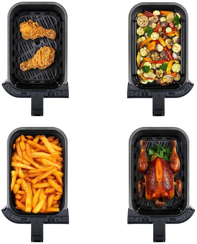 Gruzdintuvė neriebi Tesla AirCook DualZone Q460 XXL daugiafunkcinė dviejų kamerų oro gruzdintuvė 9l (AIRCKDZQ460XXLBLK)