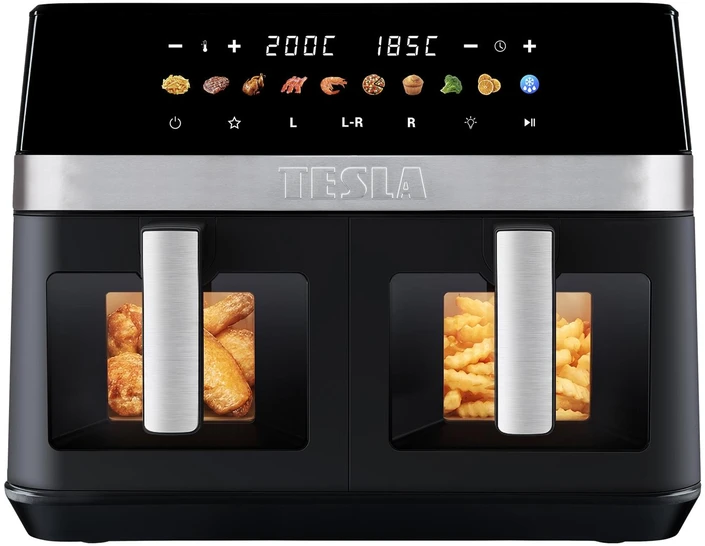 TESLA AirCook DualZone Q787 XXL Deluxe - daugiafunkcis dviejų zonų skaitmeninis oro gruzdintuvės prietaisas