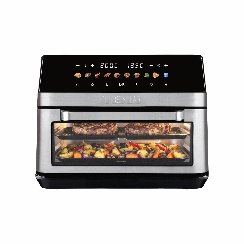 TESLA AirCook DualZone Q787 XXL Deluxe - daugiafunkcis dviejų zonų skaitmeninis oro gruzdintuvės prietaisas