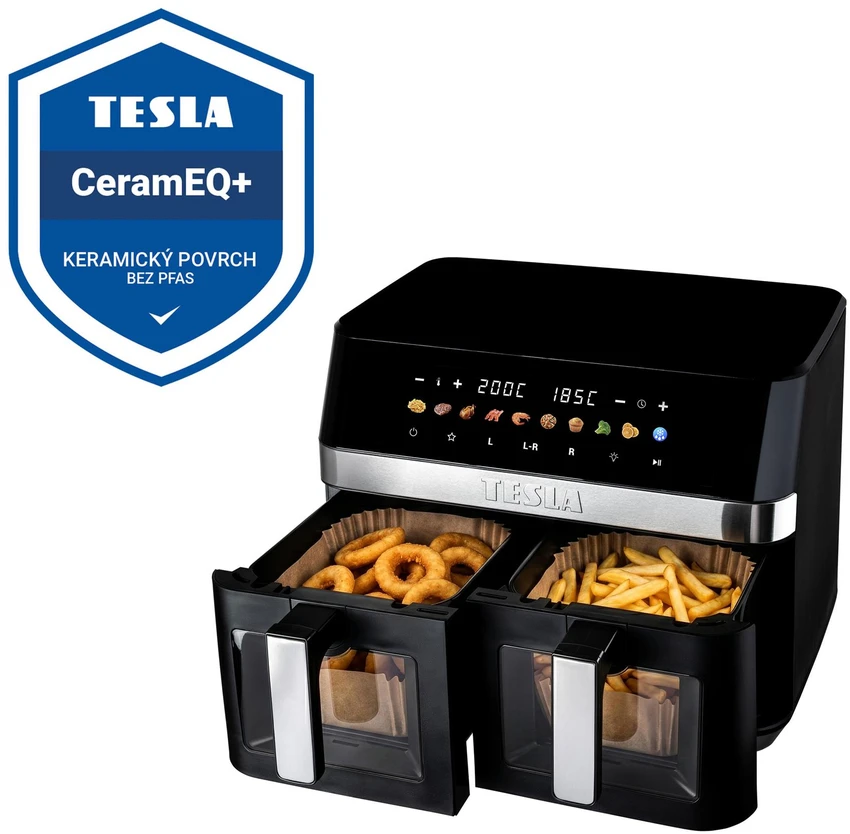 TESLA AirCook DualZone Q787 XXL Deluxe - daugiafunkcis dviejų zonų skaitmeninis oro gruzdintuvės prietaisas