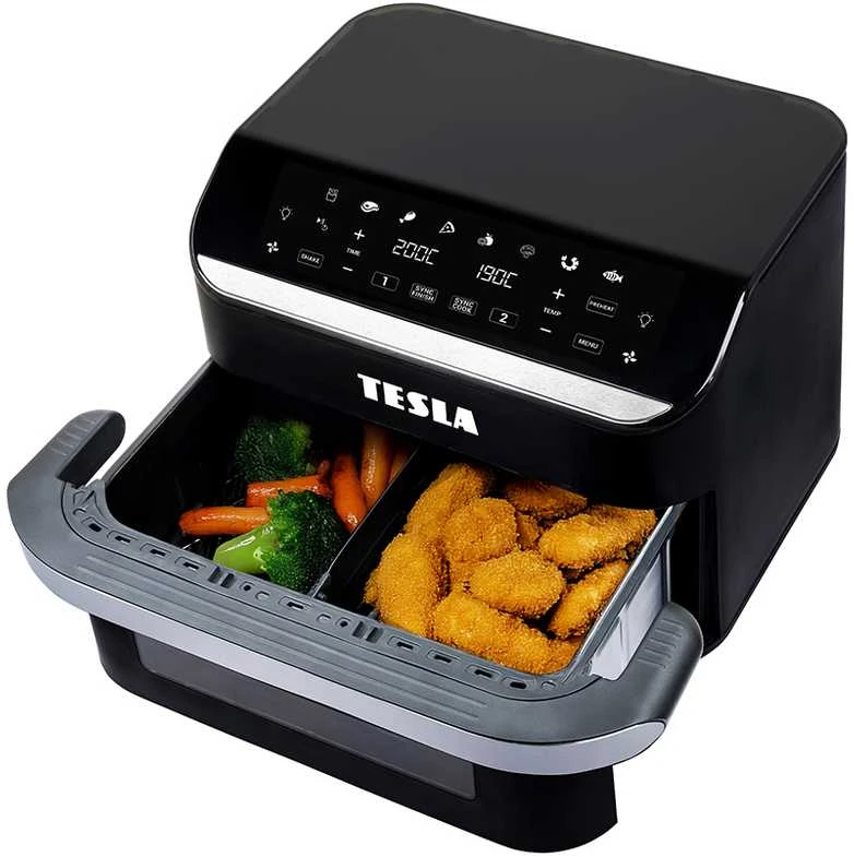 Gruzdintuvė neriebi Tesla AirCook FlexiZone Q570 XXL dviguba neriebi gruzdintuvė 10l