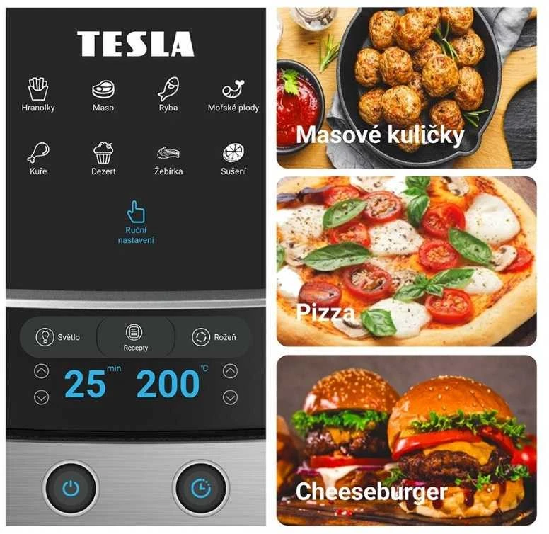 Gruzdintuvė Tesla AirCook & Grilis QG800 Wi-Fi 12 l juoda
