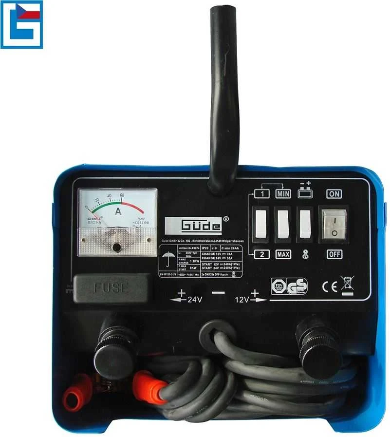 GÜDE Automobilio akumuliatoriaus įkroviklis, galingas paleidėjas, 12V/24V akumuliatoriaus palaikytojas, transporto priemonės akumuliatoriaus įkrovimo ir paleidimo sprendimas