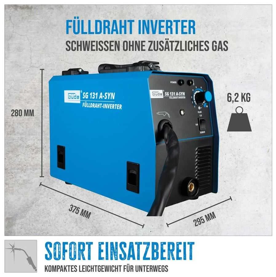 GÜDE Miltelinės vielos suvirinimo aparatas, sinerginio valdymo suvirinimo aparatas, nešiojamas MIG suvirinimo aparatas plienui, 20-120A suvirinimo aparatas
