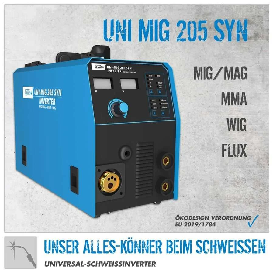 GÜDE Universalus daugiaprocesinis suvirinimo aparatas, universalūs suvirinimo sprendimai, skirti MIG, MMA, Flux ir WIG, kompaktiškas ir nešiojamas suvirinimo aparatas