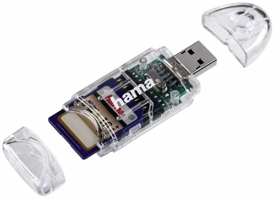 Hama USB 2.0 kortelių skaitytuvas 8in1 SD/Micro SD skaidrus 91092