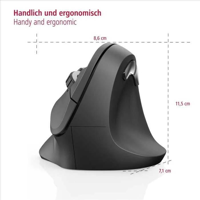 Belaidė pelė su 6 mygtukais  HAMA Vertical Ergonomic EMW-500, juoda