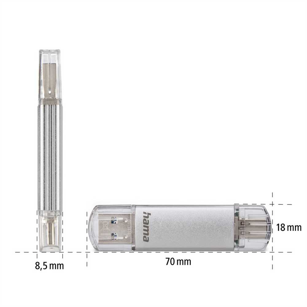 Hama Flash Pen Laeta, USB-C/USB-A 3.1, 64 GB, 40 MB/s, sidabrinis