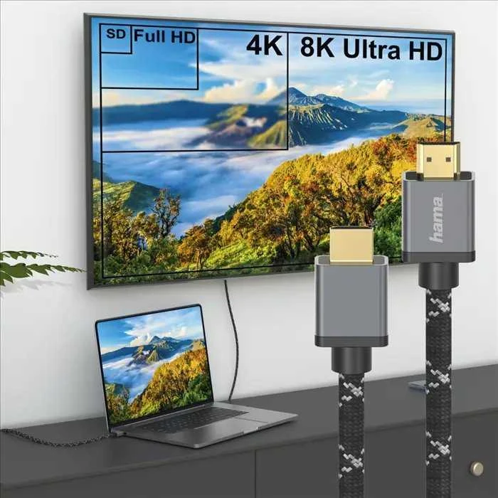 Hama HDMI 2.1 8K 2m, Premium, itin didelės spartos