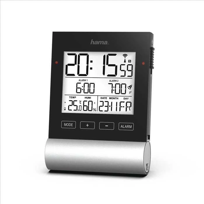 Hama DCF ALARM CLOCK "Juodas LINE" | Hama