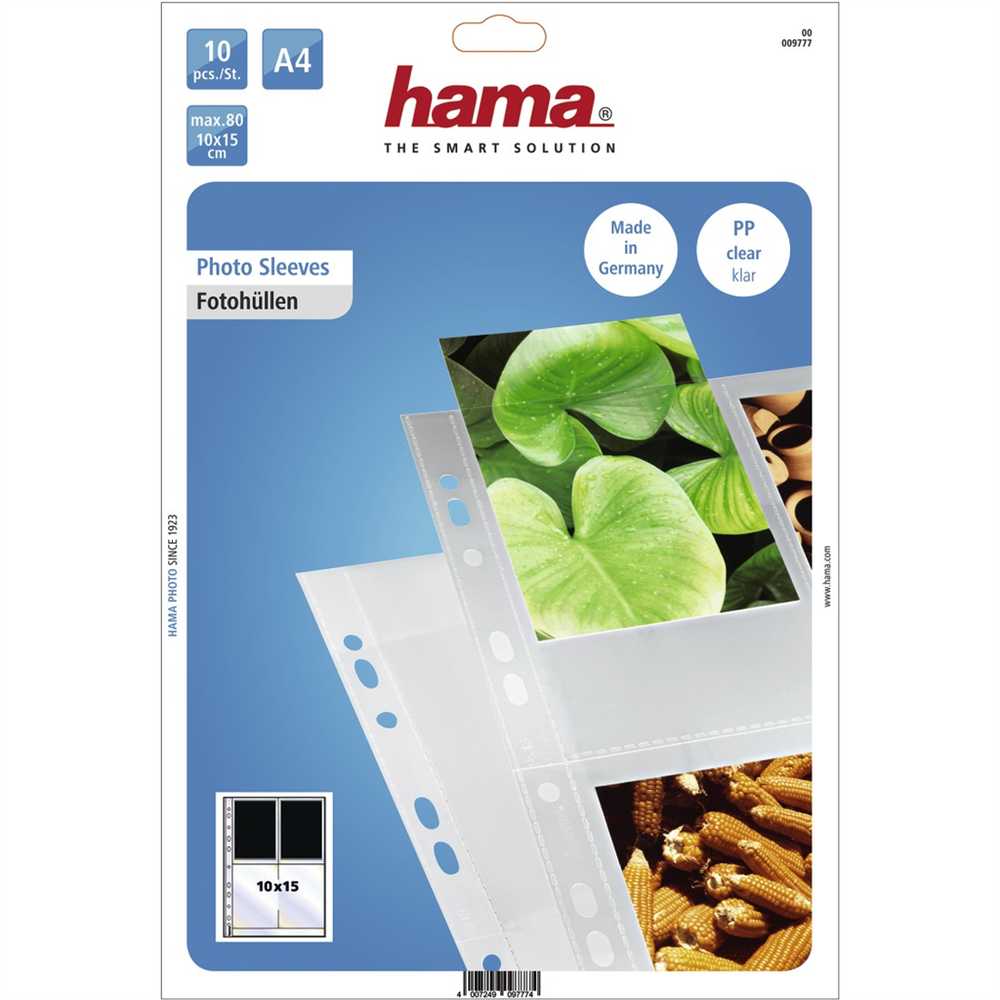 Hama foto plėvelė DIN A4 4-8 nuotraukoms 10x15 cm skaidri 10 vnt.