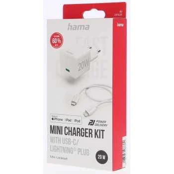 Hama mini 20W, PD, USB-C - Lightning, balta