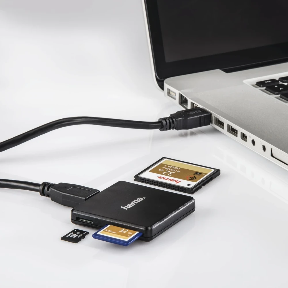 Hama USB-3.0 kelių kortelių skaitytuvas SD MicroSD CF juodas