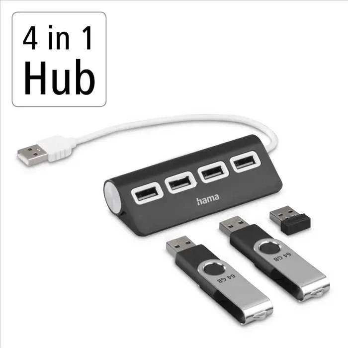 HUB USB Hama 4x USB-A 2.0 (002001190000)