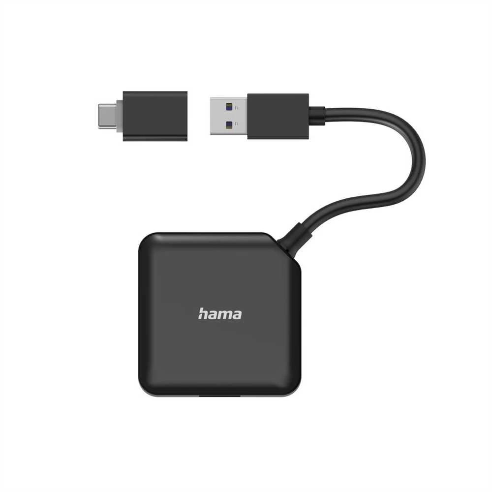 „Hama“ USB 3.0 šakotuvas, 4 USB-A prievadai su USB-C adapteriu, kompaktiškas dizainas
