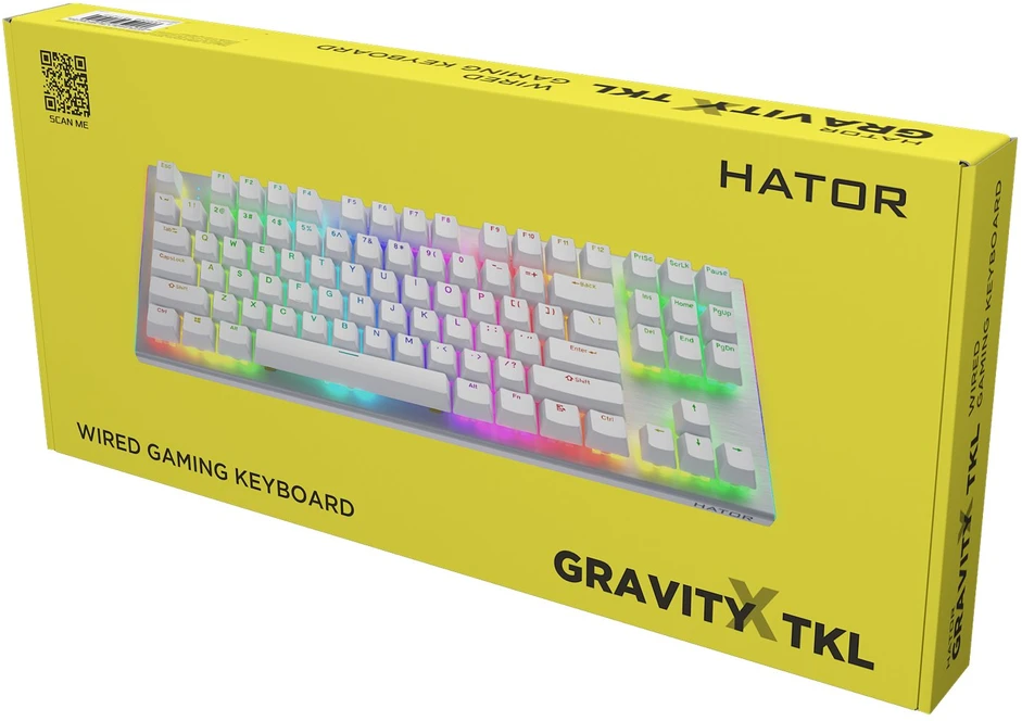 Klaviatūra žaidimams Hator Gravity X HATOR Aurum Oranžinis Linear su laidu mechaninė su pašvietimu balta