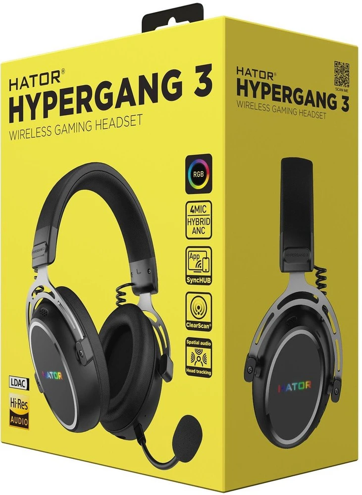 Ausinės Hator Hypergang 3 Belaidės ESH55 Hi-Res ANC juoda