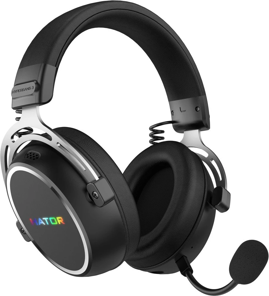 Hator Hypergang 3 ausinės su RGB logotipu ir mikrofonu