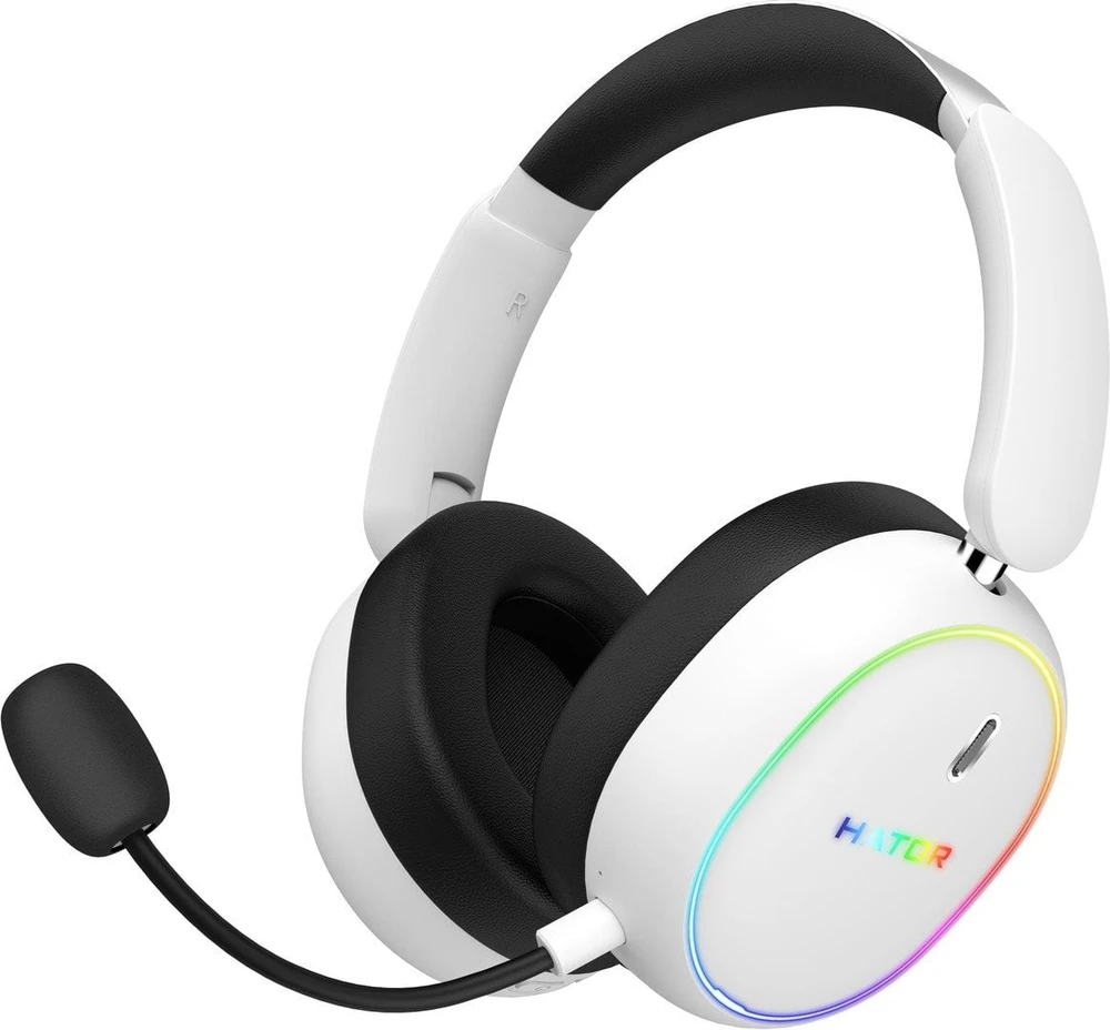 Hator Phoenix 2 baltos ausinės su RGB apšvietimu