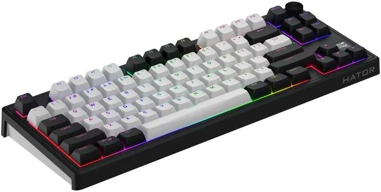 Klaviatūra žaidimams Hator Skyfall 80 HATOR Aurum Ice Magnetic linear belaidė magnetyczno-mechaninė su pašvietimu balta ir-juoda