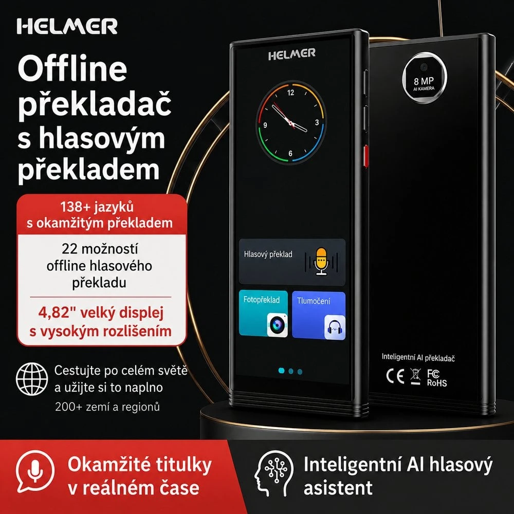 Usorteret „Helmer OTR 213“ – išmanusis balso vertėjas su čekų kalbos palaikymu neprisijungus