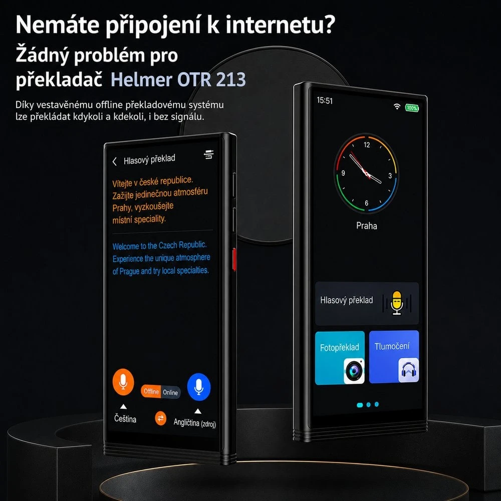 Usorteret „Helmer OTR 213“ – išmanusis balso vertėjas su čekų kalbos palaikymu neprisijungus