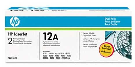 Hewlett Packard (HP) HP 12A 2 pak. Juodas Toneris kasetė, 2x2000 puslapių, skirta LaserJet 1018,1020,3020,3030,3055