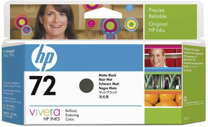 Hewlett Packard (HP) Hp 72 ink juodas matte Vivera 130ml DesignJet T1100 T610 T620 T770 T1200