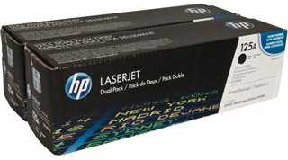 Hewlett Packard (HP) HP 125A 2 juodų tonerių kasečių pakuotė, 2 x 2000 puslapių, skirtos „Color LaserJet CP1210“, „CP1510“, „CM1312“ spausdintuvams