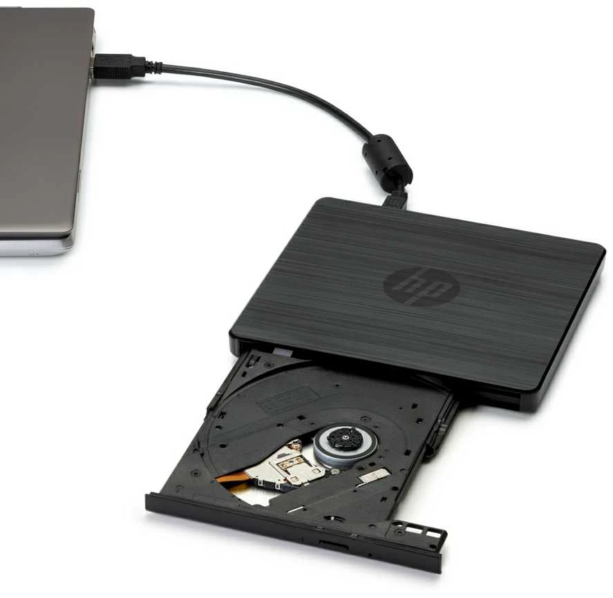 Kietasis diskas Hewlett Packard (HP) HP USB išorinis nešiojamas plonas CD/DVD RW (rašymo/skaitymo) įrenginys – Juodas