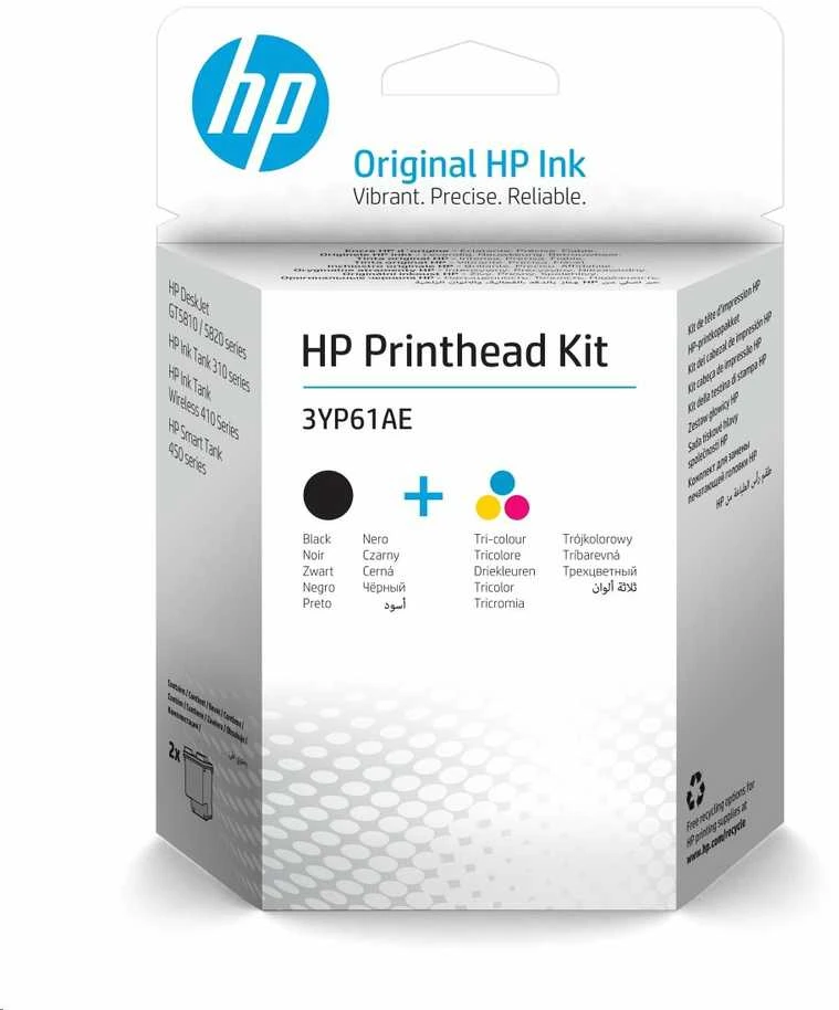 Hewlett Packard (HP) HP GT52 (3YP61AE) spausdinimo galvutės rinkinys, Juodas/Tri-color