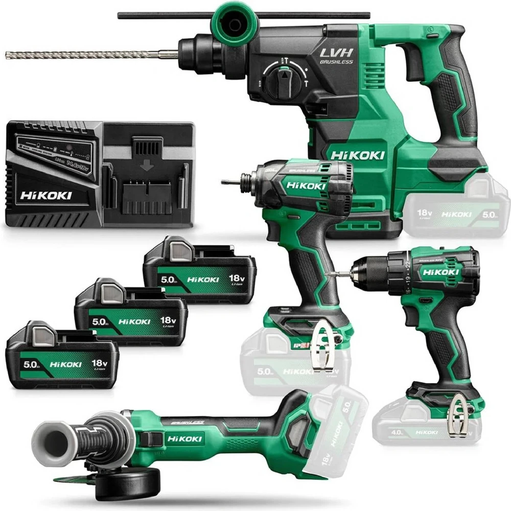 Rinkinys įrankių Hikoki HIKOKI.KIT 18V KC18DEWHZ (DS18DE+WH18DC+G18DBL+DH18DBL) 3x5.0Ah BAG