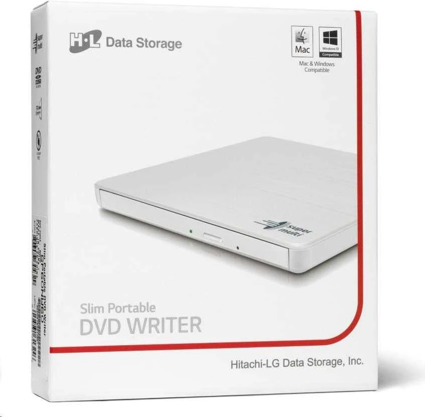 LG H.L duomenų saugykla | Itin plonas nešiojamasis DVD rašiklis | GP60NW60 | Sąsaja USB 2.0 | DVD±R/RW | CD skaitymo greitis 24 x | CD įrašymo greitis 24 x | Baltas | Stalinis kompiuteris / Nešiojamasis kompiuteris