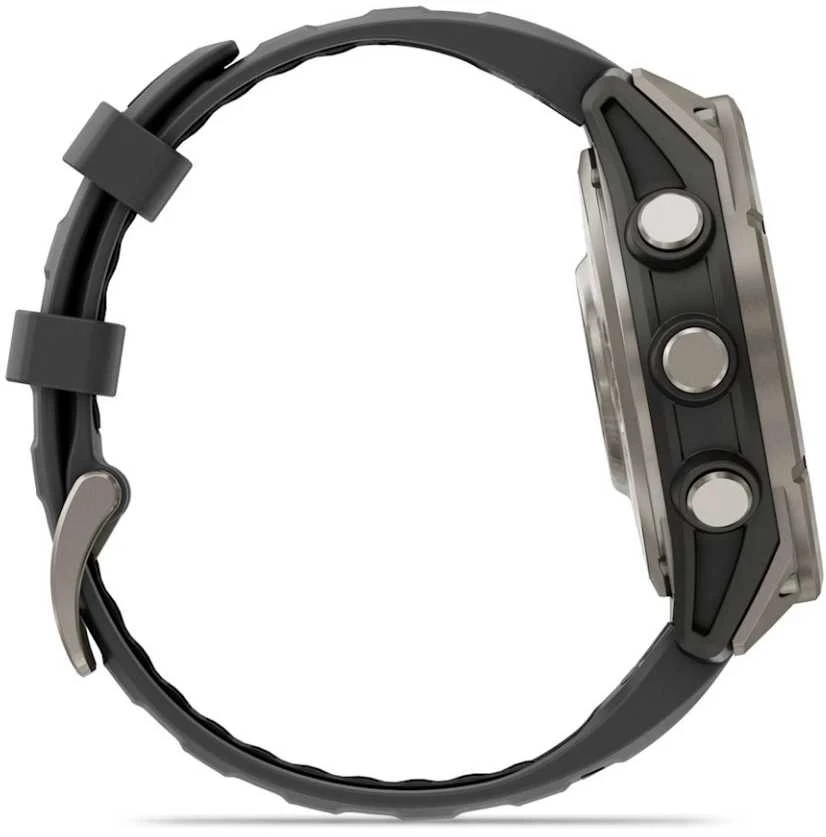 Išmanusis laikrodis Garmin fēnix® 8 Pro – 51 mm, AMOLED Sapphire, titanas su grafito spalvos / juodu silikoniniu dirželiu | 010-03199-11