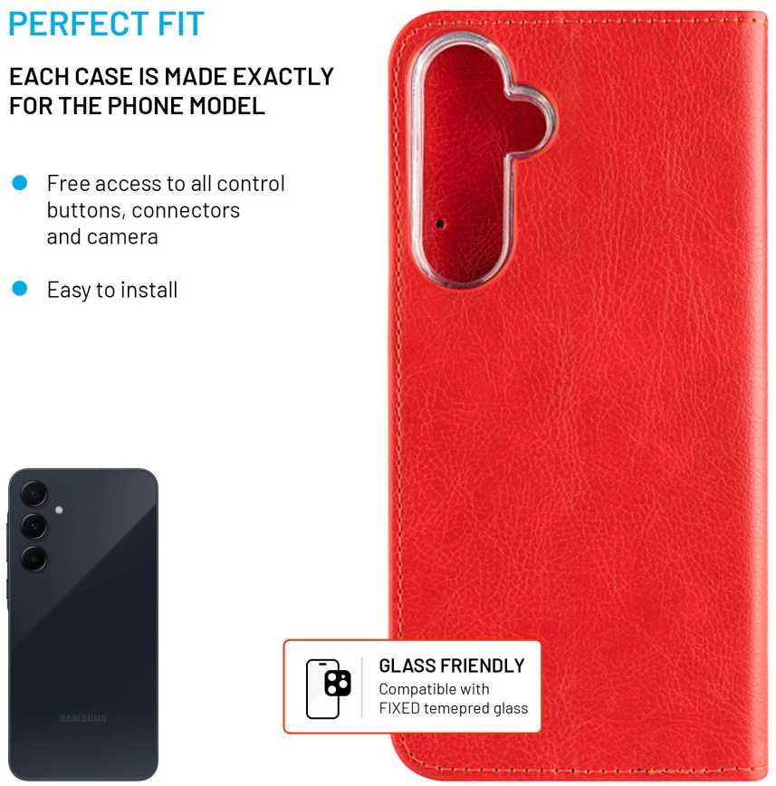 Dėklas FIXED Opus typu kniha pro Samsung Galaxy A55 5G červené