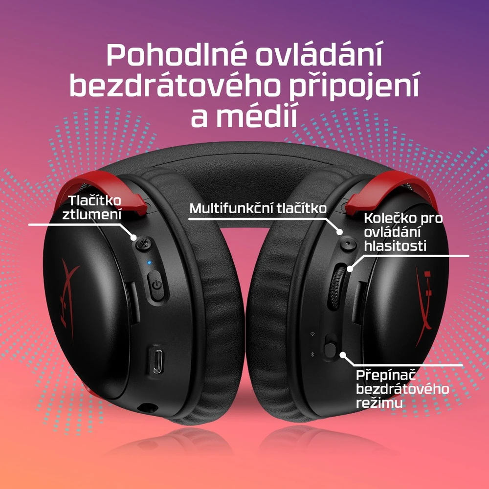HyperX Cloud III S Belaidės Juodas (Juodos) Belaidės Žaidimų Ausinės