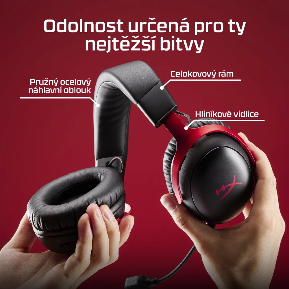 Hewlett Packard (HP) HP HyperX Cloud III S Belaidės Ausinės Juodas-Raudona