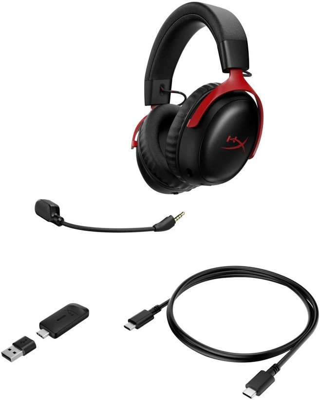 Hewlett Packard (HP) HP HyperX Cloud III S Belaidės Ausinės Juodas-Raudona