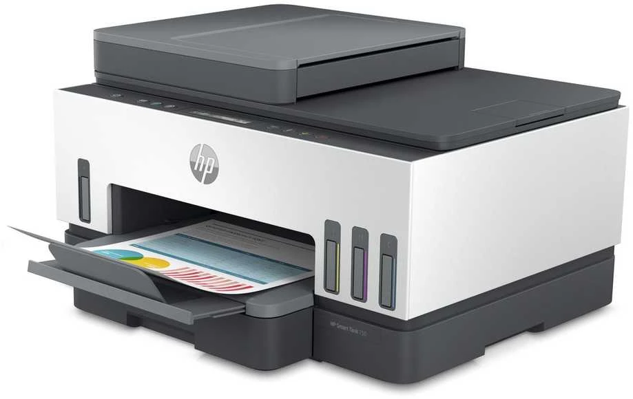 Hewlett Packard (HP) HP Smart Tank 750 AIO daugiafunkcis spausdintuvas Spausdintuvas - A4 spalvotas rašalinis, spausdinimas / kopijavimas / nuskaitymas, automatinis dvipusis spausdinimas, WiFi, 15 psl./min., 400–800 puslapių per mėnesį