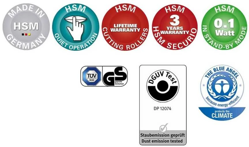 HSM dokumentų smulkintuvas Securio B22 (pjovimas: Kombinuotas 1,9x15 mm | įvestis: 240 mm | DIN: P-5 (4) | popierius, sąvaržėlės, plastikinės kortelės)